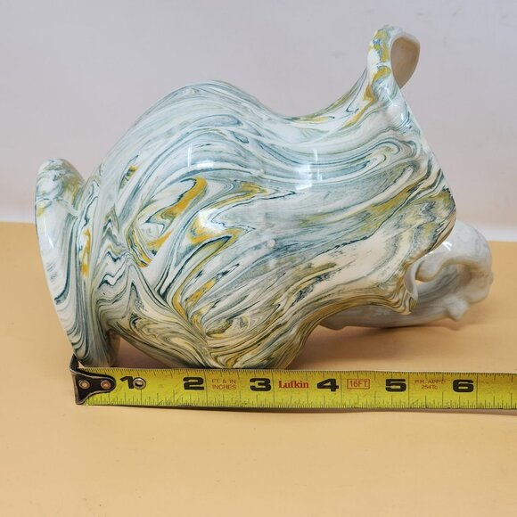 Vintage 1977 Handcrafted Ceramic Pitcher & Basin Set With Swirl Design Farmhouse - Picture 14 of 14